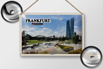 Panneau en étain villes Frankfurt Harbour Park Skater Park 30x20cm 2