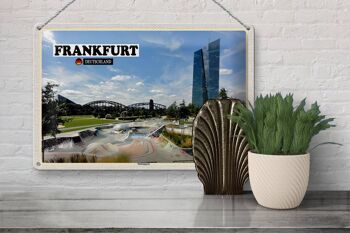 Panneau en étain villes Frankfurt Harbour Park Skater Park 30x20cm 3