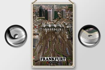 Plaque en tôle villes Francfort vue de la gare principale 20x30cm 2