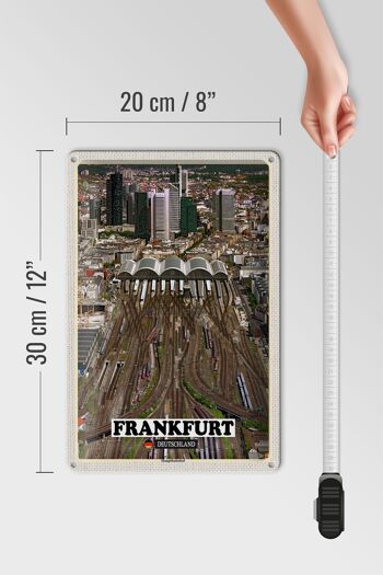 Plaque en tôle villes Francfort vue de la gare principale 20x30cm 4