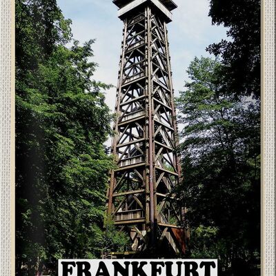 Cartel de chapa ciudades Frankfurt Alemania Torre Goethe 20x30cm