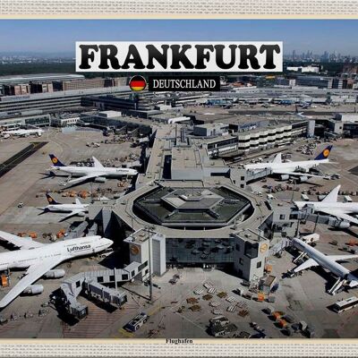 Cartel de chapa ciudades Aeropuerto de Frankfurt 30x20cm