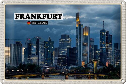Blechschild Städte Frankfurt Skyline Wolkenkratzer 30x20cm