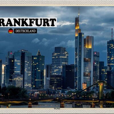 Targa in metallo città Francoforte skyline grattacieli 30x20 cm