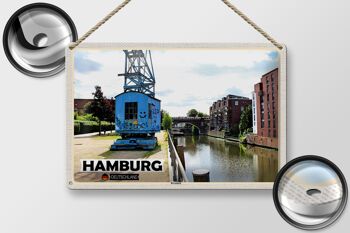 Plaque en tôle villes Hambourg rivière Barmbeck 30x20cm 2