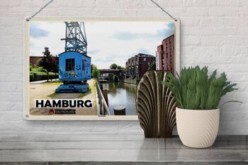 Plaque en tôle villes Hambourg rivière Barmbeck 30x20cm 3