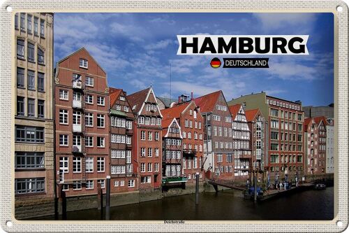 Blechschild Städte Hamburg Deichstraße Fluss 30x20cme