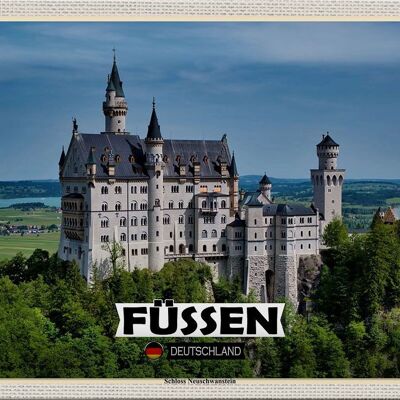 Cartel de chapa ciudades Füssen Castillo de Neuschwanstein 30x20cm