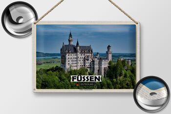 Plaque en tôle Villes Füssen Château de Neuschwanstein 30x20cm 2