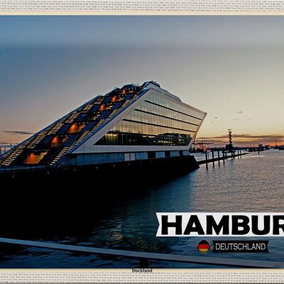 Cartel de chapa ciudades Hamburgo Dockland arquitectura 30x20cm