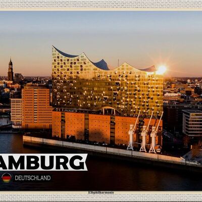 Targa in metallo città Amburgo Elbphilharmonie architettura 30x20cm