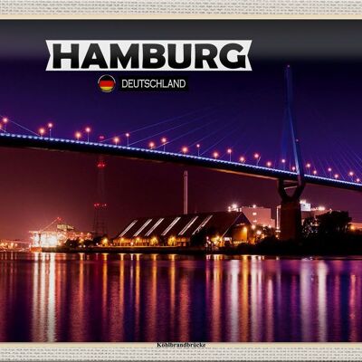 Blechschild Städte Hamburg Köhlbrandbrücke Nacht 30x20cm