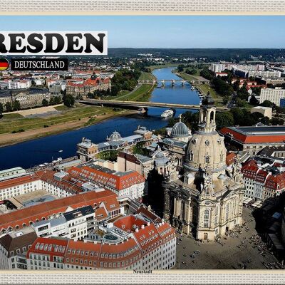 Cartel de chapa ciudades Dresde Alemania Neustadt 30x20cm