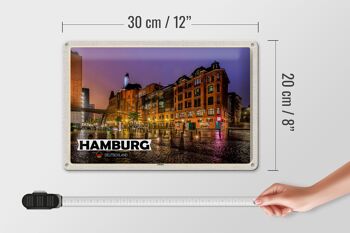 Plaque en tôle villes Hambourg Altona ville nuit 30x20cm 4
