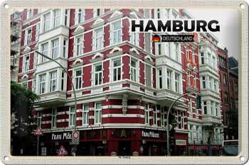 Panneau en étain villes Hambourg St. Georg vieille ville 30x20cm 1