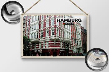 Panneau en étain villes Hambourg St. Georg vieille ville 30x20cm 2