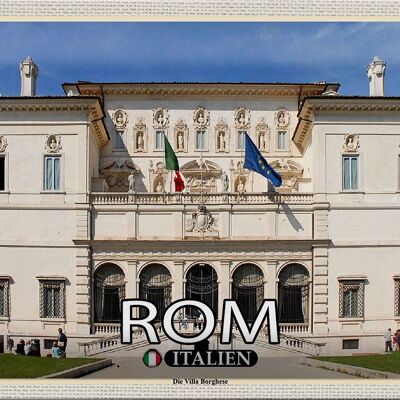 Cartel de chapa de viaje Roma Italia La Villa Borghese 30x20cm