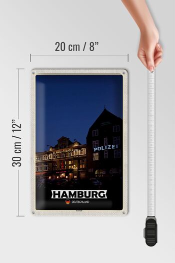Panneau en étain villes Hambourg St. Théâtre Pauli 20x30cm 4
