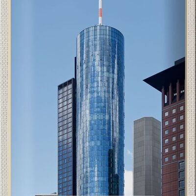 Targa in metallo città vista sulla torre principale di Francoforte 20x30 cm