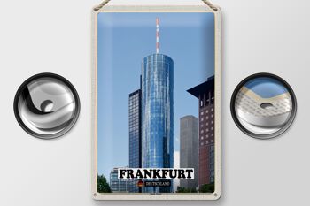 Plaque en tôle villes Francfort Main Tower vue 20x30cm 2