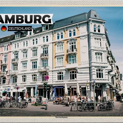 Cartel de chapa ciudades Hamburgo Sternschanze casco antiguo 30x20cm
