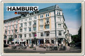 Plaque en tôle villes Hambourg Sternschanze vieille ville 30x20cm 1