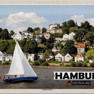 Metal sign cities Hamburg Treppenviertel boat 30x20cm