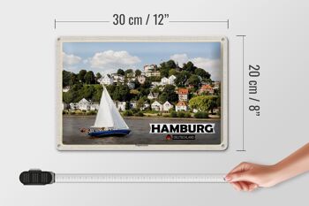 Plaque en tôle villes Hambourg escalier quartier bateau 30x20cm 4