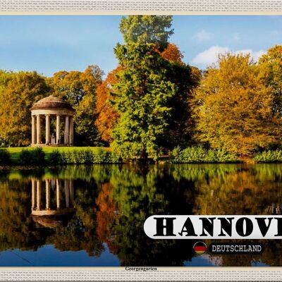 Cartel de chapa ciudades de Hannover vista de Georgengarten 30x20cm