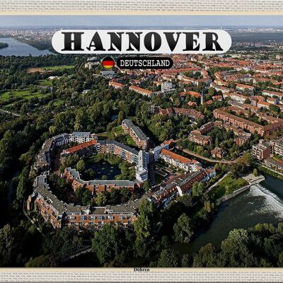 Cartel de chapa ciudades de Hannover Tres hermanos cálidos 20x30cm