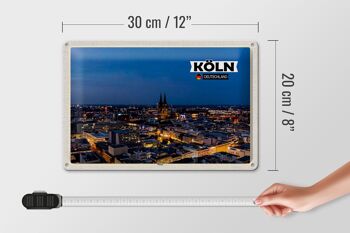 Plaque en tôle villes Cologne Deutz vue de la ville 30x20cm 4