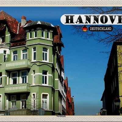 Cartel de chapa ciudades Hannover Nordstadt edificios 30x20cm