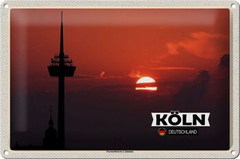 Plaque en tôle villes Cologne tour de télévision Colonius 30x20cm 1