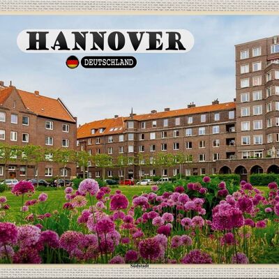 Cartel de chapa ciudades Hannover Südstadt edificios naturaleza 30x20cm