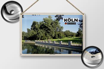 Plaque en tôle villes Cologne Aachener Weiher Park 30x20cm 2