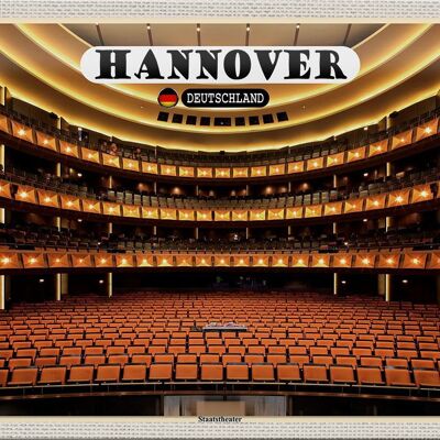 Cartel de chapa ciudades Teatro Estatal de Hannover 30x20cm