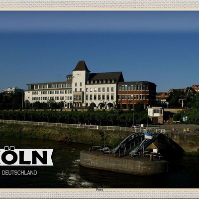 Panneau en étain villes Cologne Porz Rhein bâtiments 30x20cm