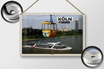 Plaque en tôle villes Cologne Rheinpark téléphérique bateau 30x20cm 2