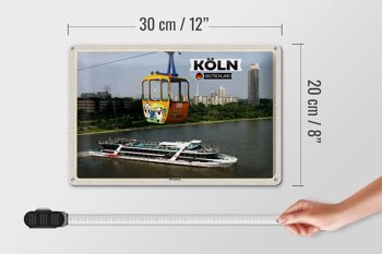 Plaque en tôle villes Cologne Rheinpark téléphérique bateau 30x20cm 4