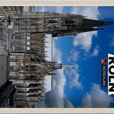 Plaque en étain villes cathédrale de Cologne vue sur la place de la cathédrale 20x30cm