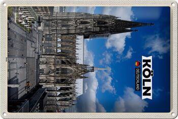 Plaque en étain villes cathédrale de Cologne vue sur la place de la cathédrale 20x30cm 1