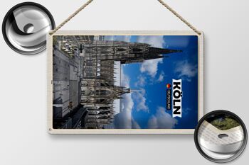 Plaque en étain villes cathédrale de Cologne vue sur la place de la cathédrale 20x30cm 2