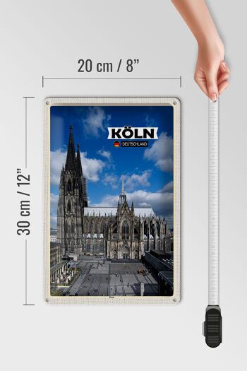 Plaque en étain villes cathédrale de Cologne vue sur la place de la cathédrale 20x30cm 4