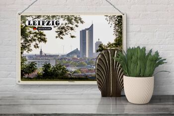 Plaque en tôle villes Leipzig Fockeberg vue 30x20cm 3