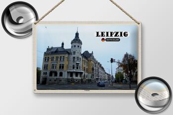 Plaque en tôle villes Leipzig Leutzsch bâtiments rue 30x20cm 2