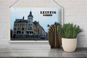 Plaque en tôle villes Leipzig Leutzsch bâtiments rue 30x20cm 3