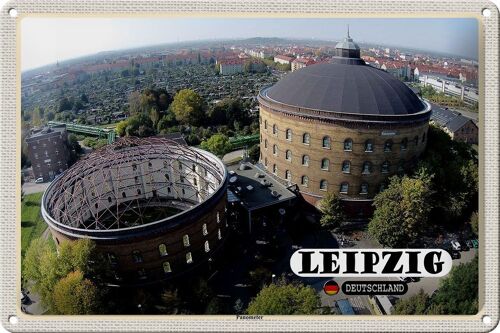 Blechschild Städte Leipzig Blick auf Panometer 30x20cm