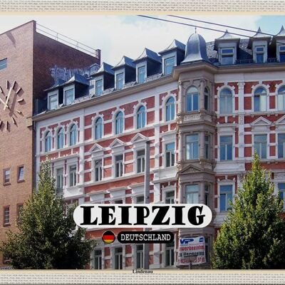 Cartel de chapa ciudades Leipzig Lindenau arquitectura 30x20cm