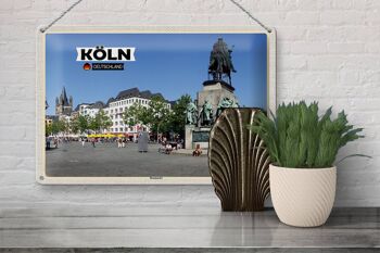 Plaque en tôle villes Cologne Heumarkt Platz sculpture 30x20cm 3