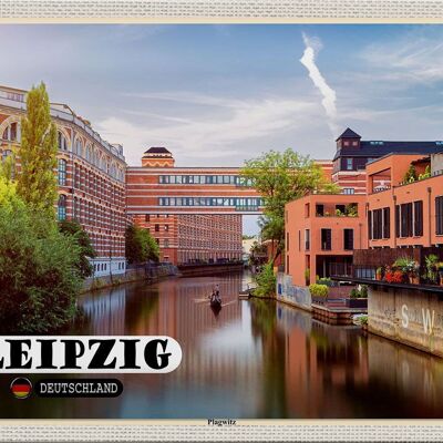Cartel de chapa ciudades Leipzig edificios del río Plagwitz 30x20cm